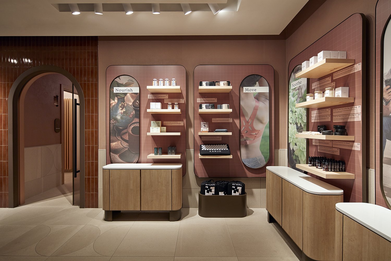 Retail interior design for travel health & wellness brand in New York's JFK airport