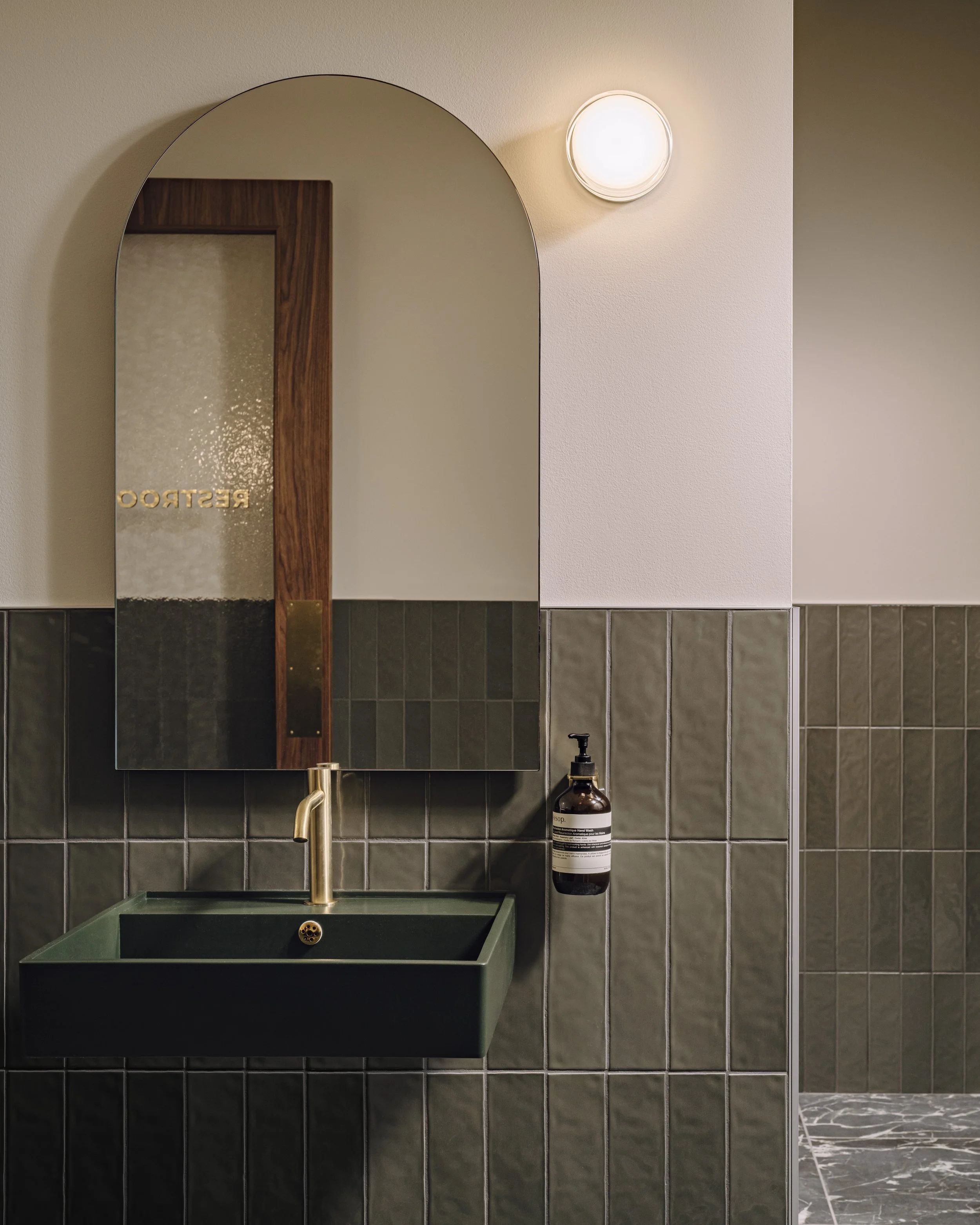Bathroom detail at DeLille En Ville.