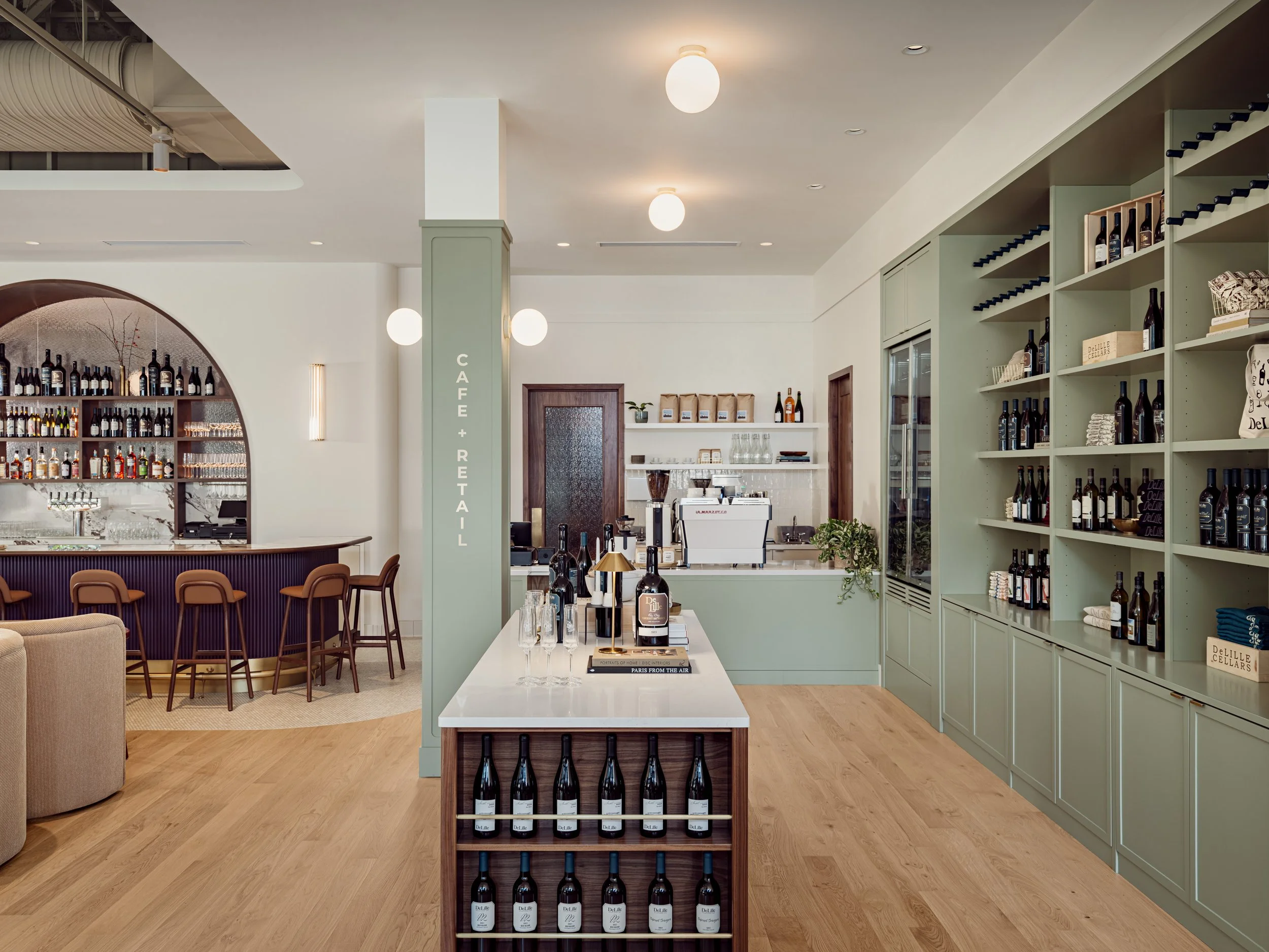 The Cafe, bottle shop and retail area at DeLille En Ville in Seattle's University Village.