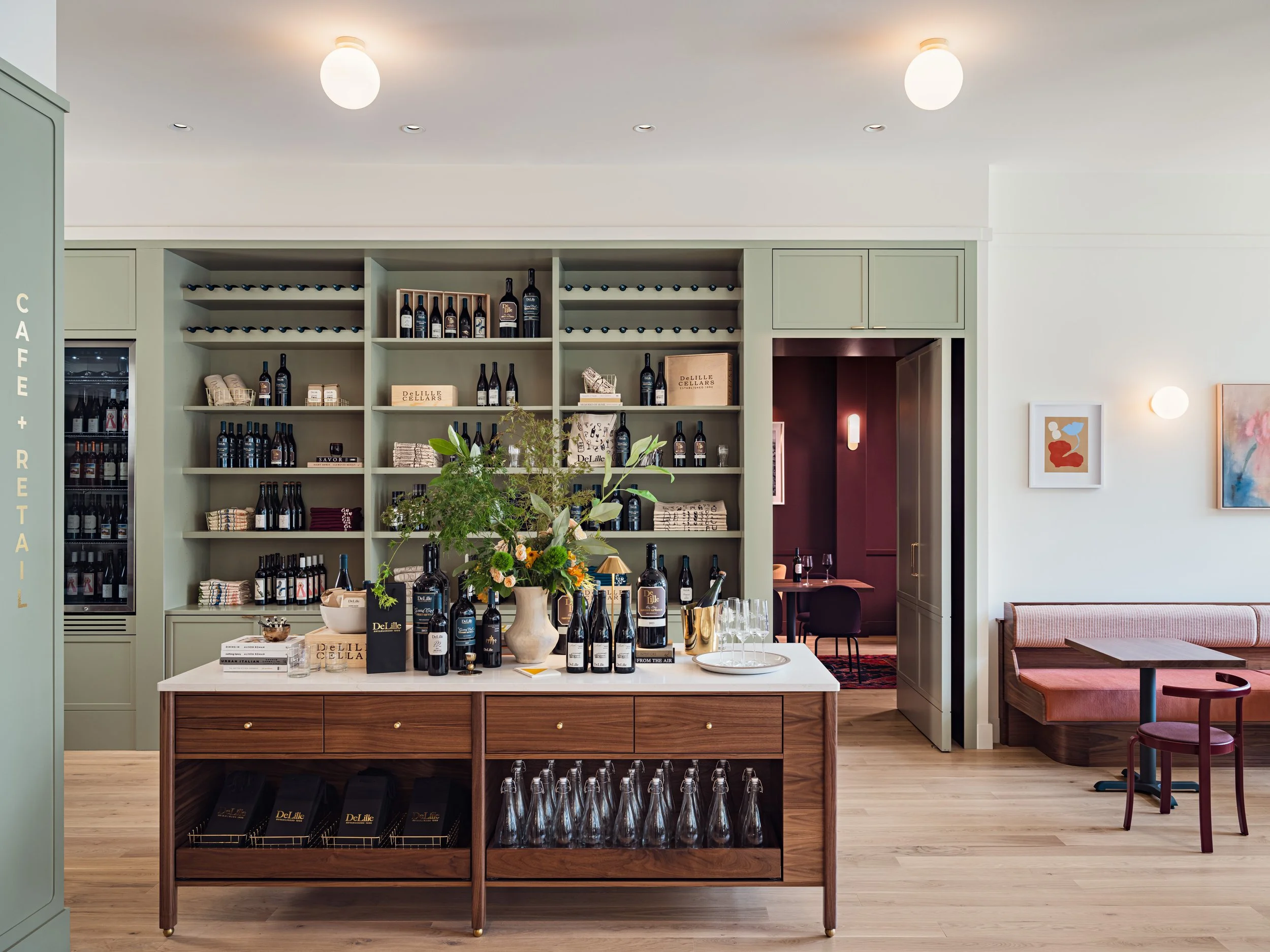 The Cafe, bottle shop and retail area at DeLille En Ville in Seattle's University Village.