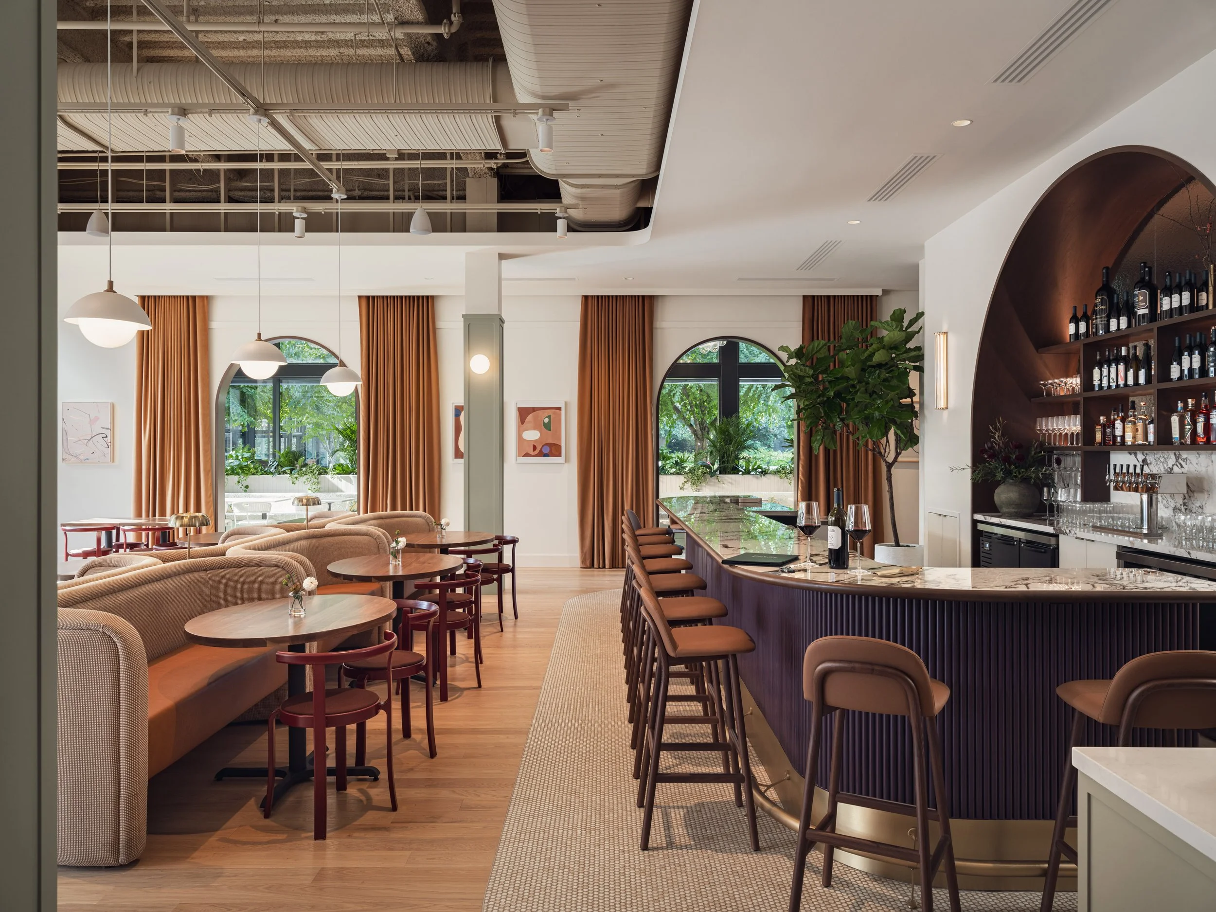 Main bar and dining area at DeLille En Ville at Seattle's University Village.