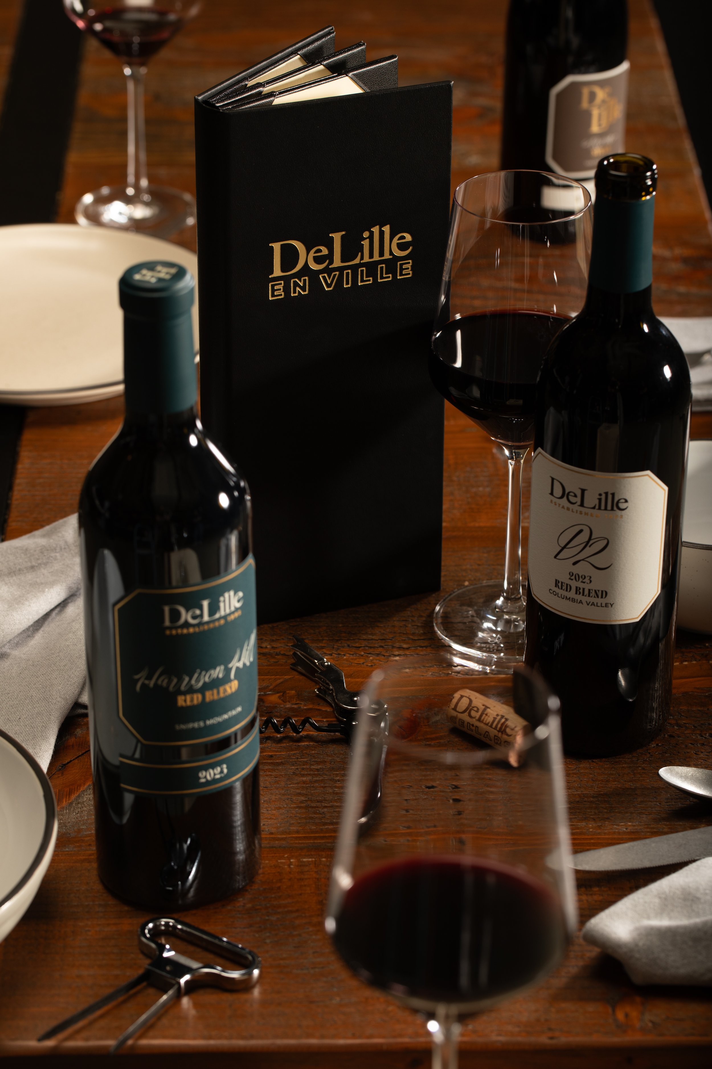 Branding & Packaging Design for DeLille Cellars. Project included brand strategy, positioning, brand guidelines & asset development and wine label / packaging design.