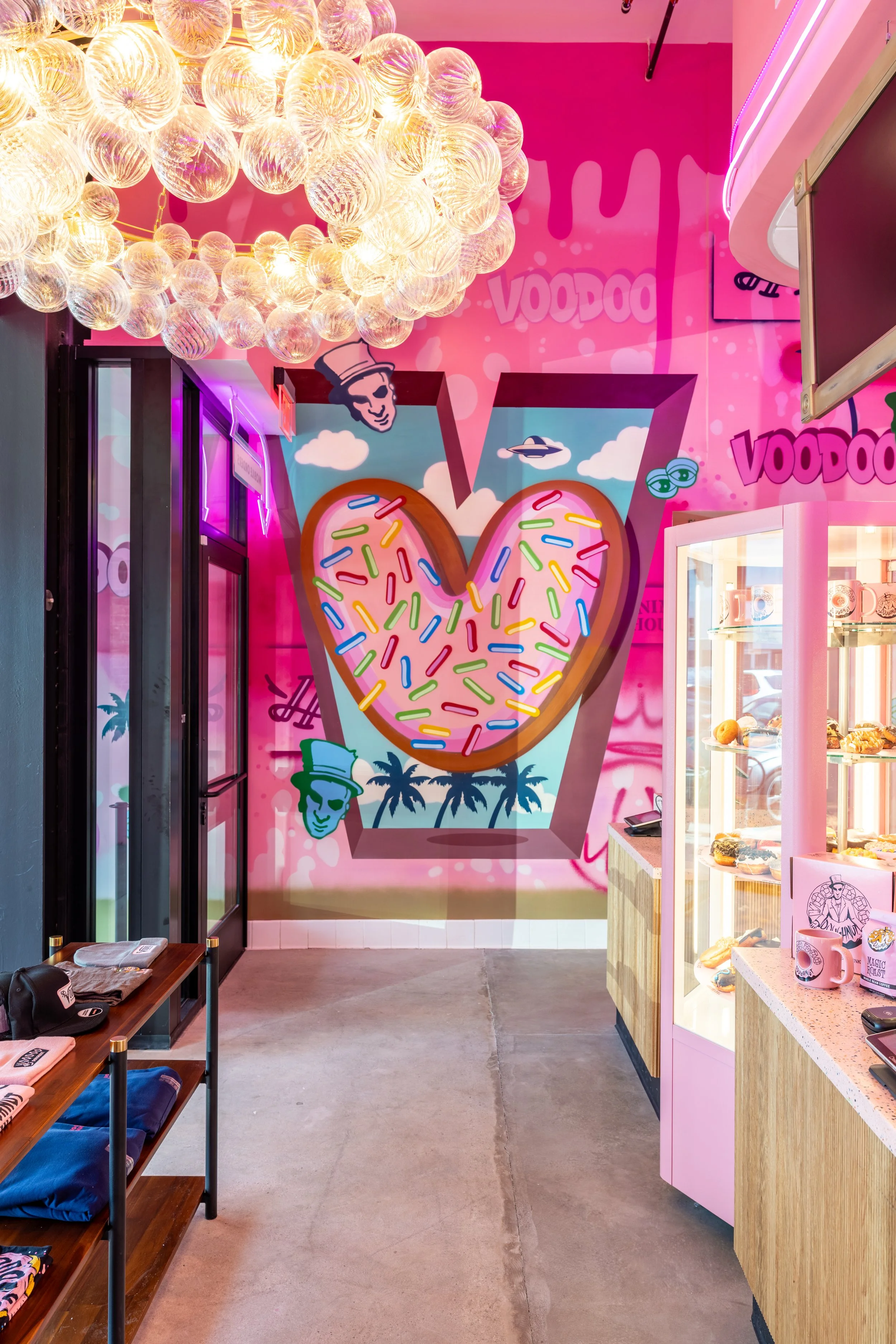 hospitality design of voodoo doughnuts in los angeles, venice beach location