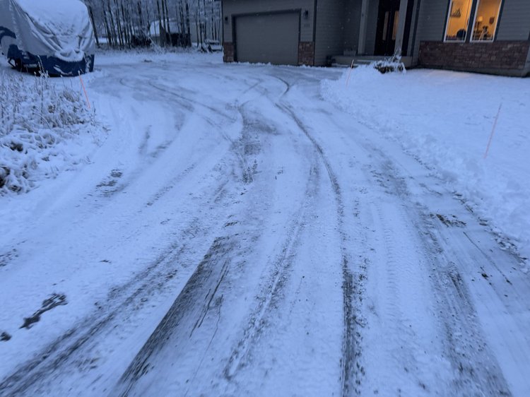 Residential driveway plowed in the Mat-Su Valley