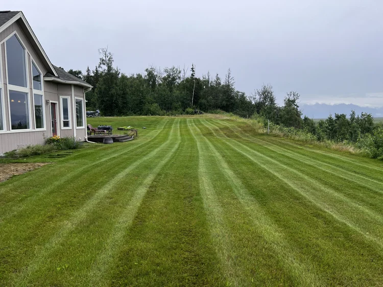 Beautiful mowing stripes on a bluff property