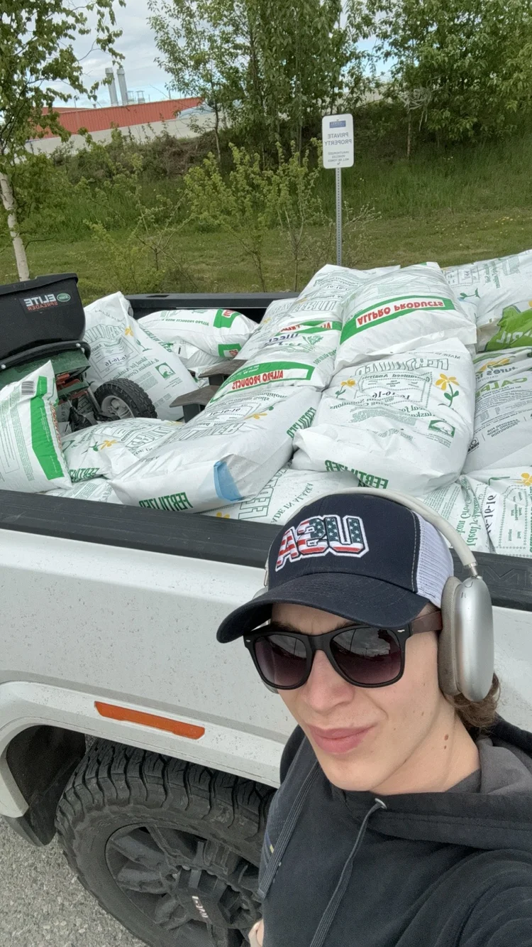 Truck loaded with over 2,200 pounds of lawn fertilizer