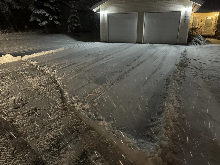 Freshly plowed driveway