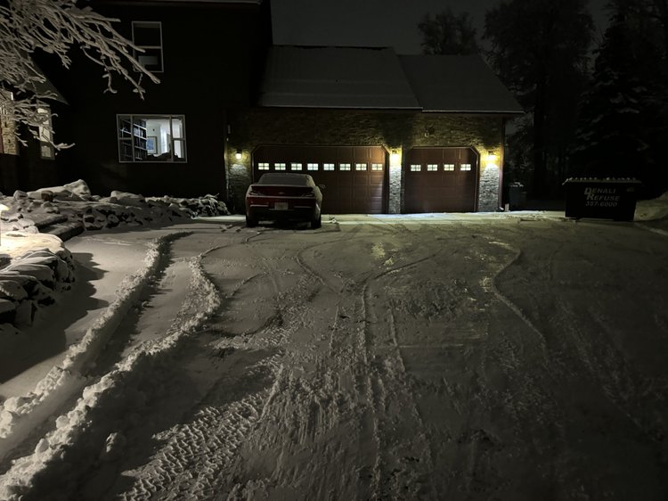 Snow plowed driveway in Wasilla