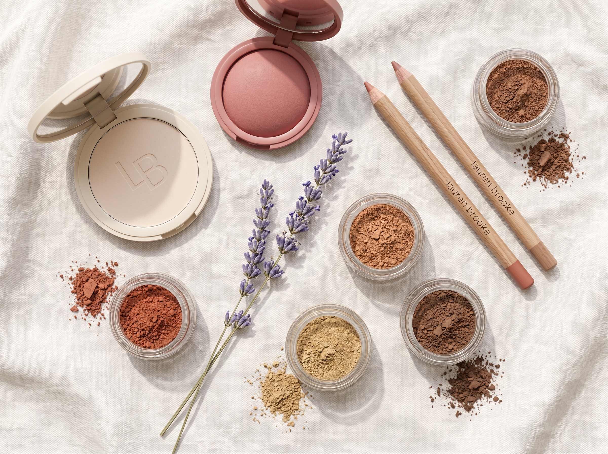 Natural makeup flat lay