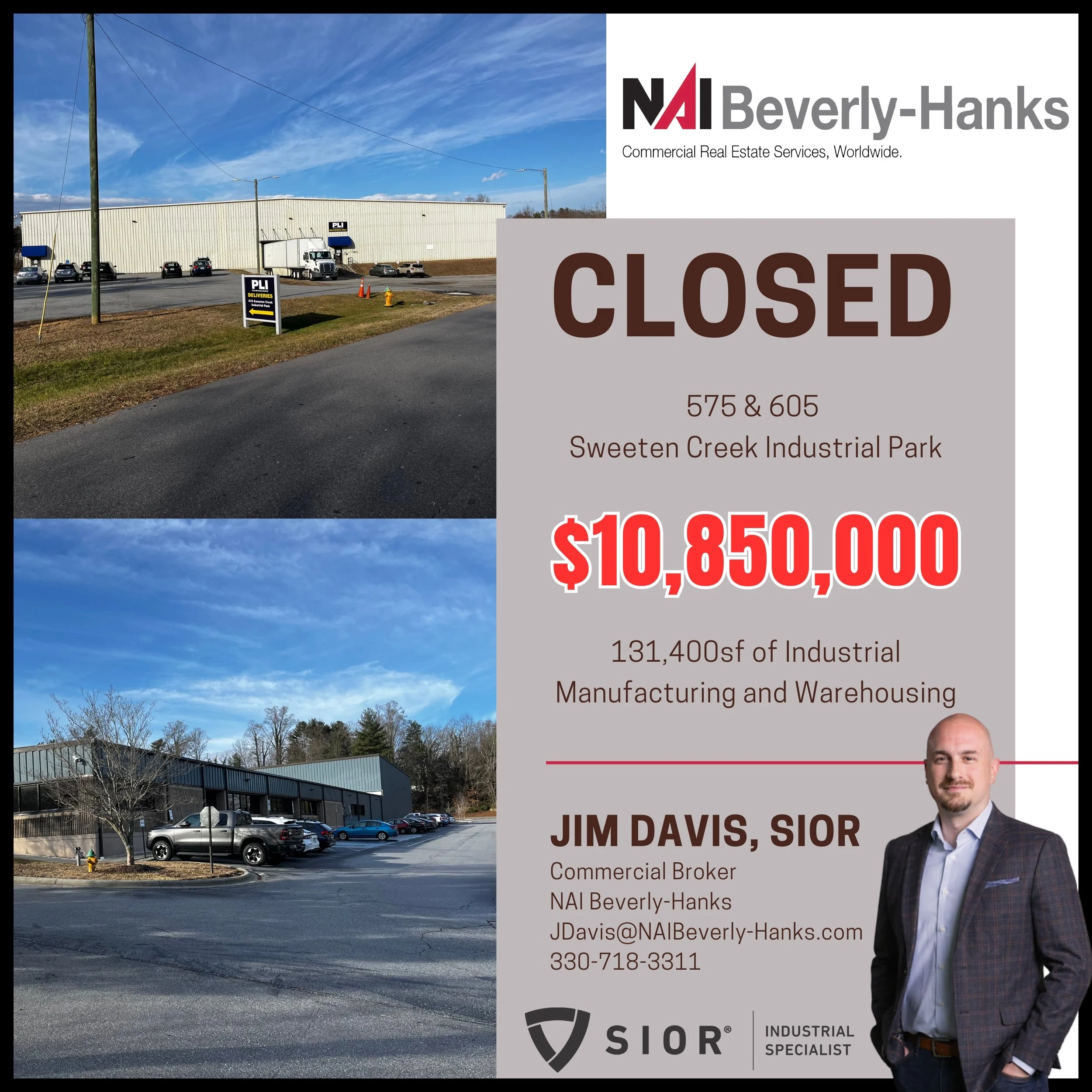 Closed! - $10.9M - 575 & 605 Sweeten Creek Industrial Park
