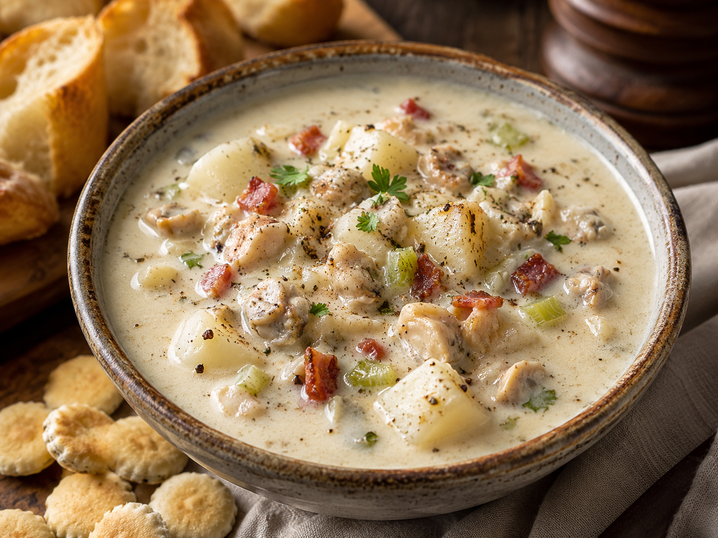 White Kampot Pepper Clam Chowder