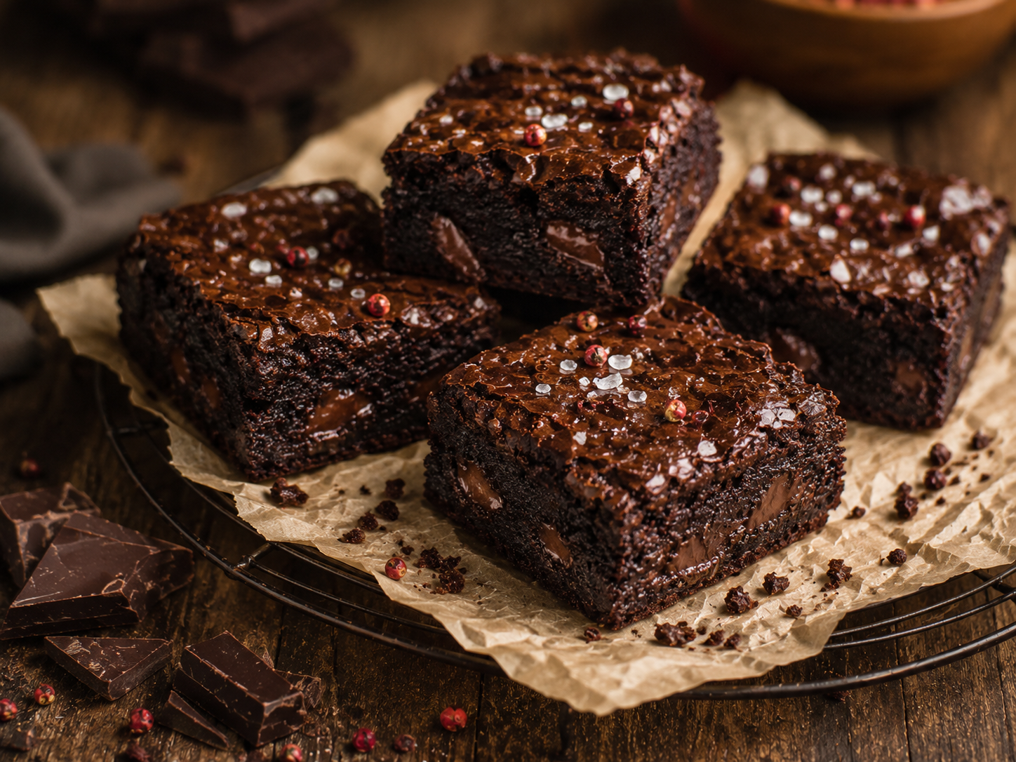 Dark Chocolate Brownies with Red Kampot Pepper