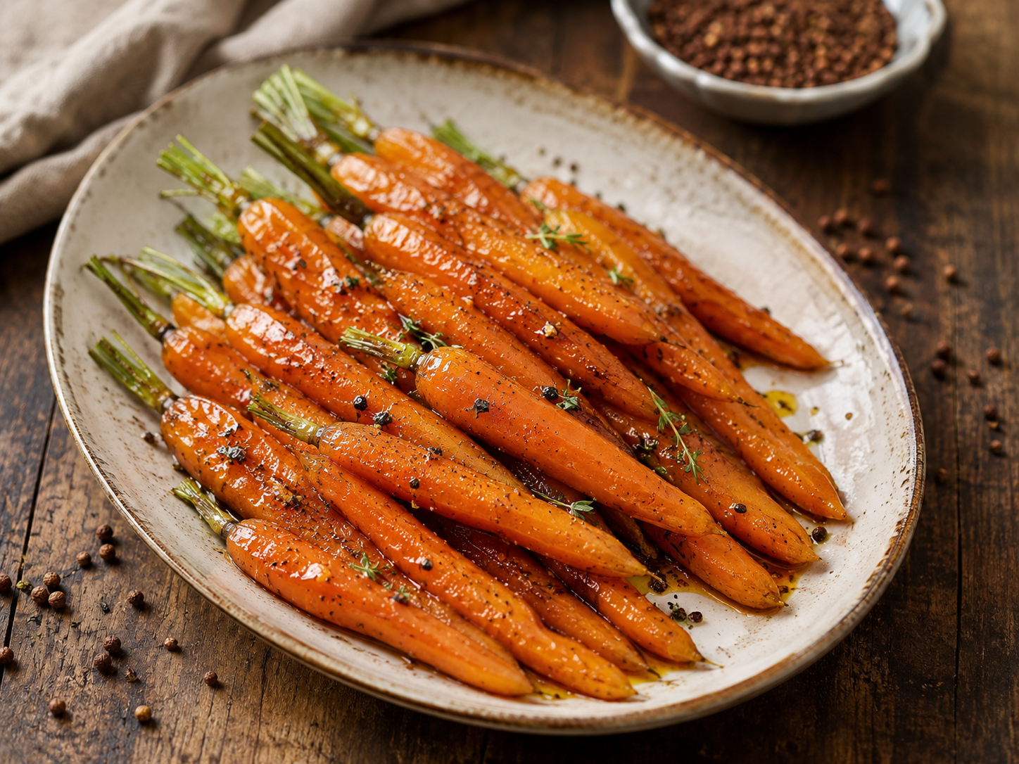 Glazed Carrots with Red Kampot Pepper