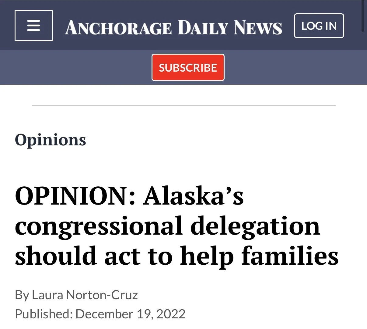 Anchorage Daily News, December 2022