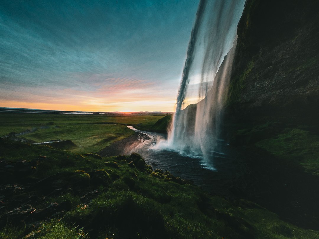 Seljalandsfoss, iconic Iceland waterfall you can walk behind.