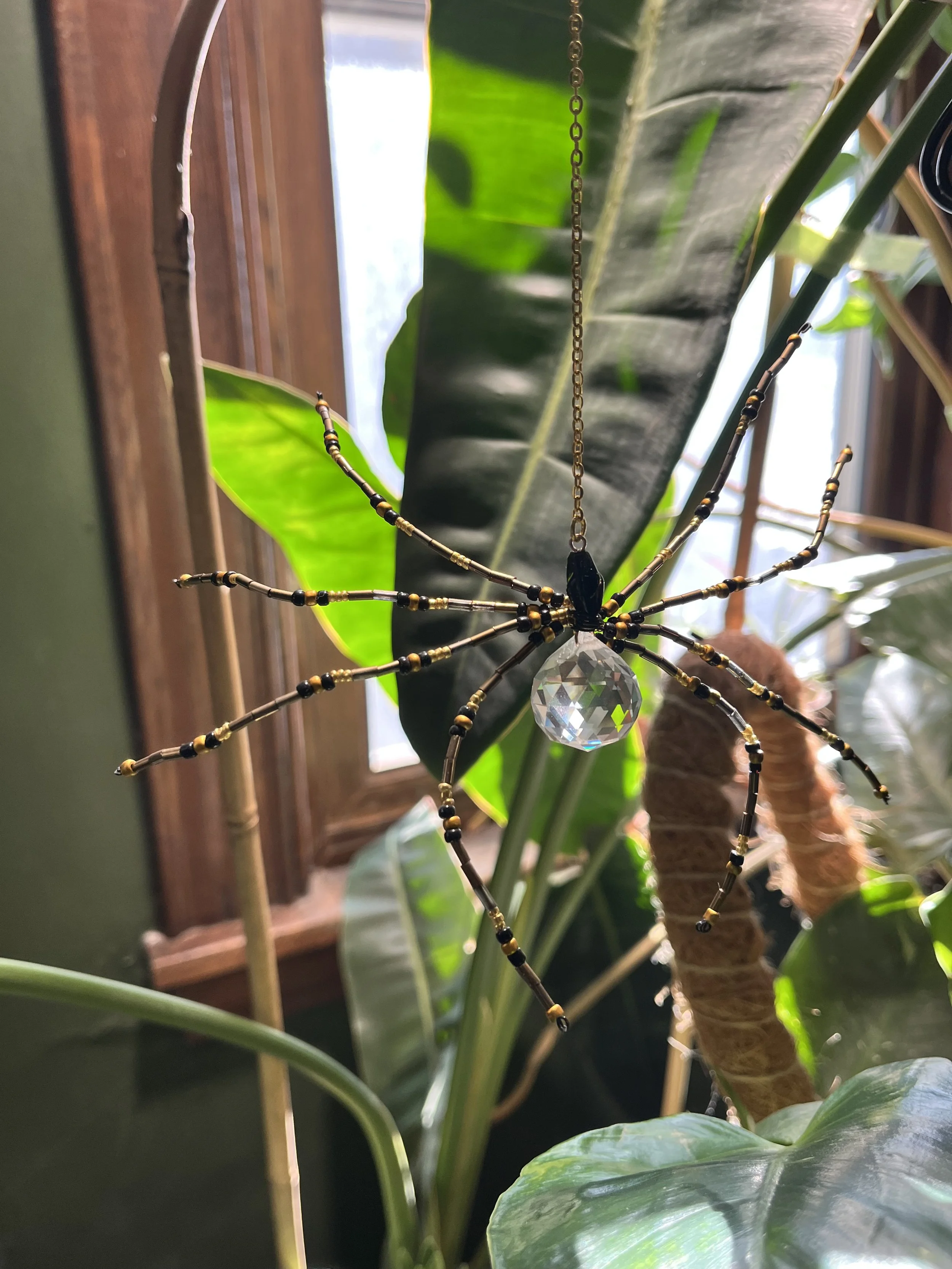 Beaded Spider Sun Catcher - Gold & Black