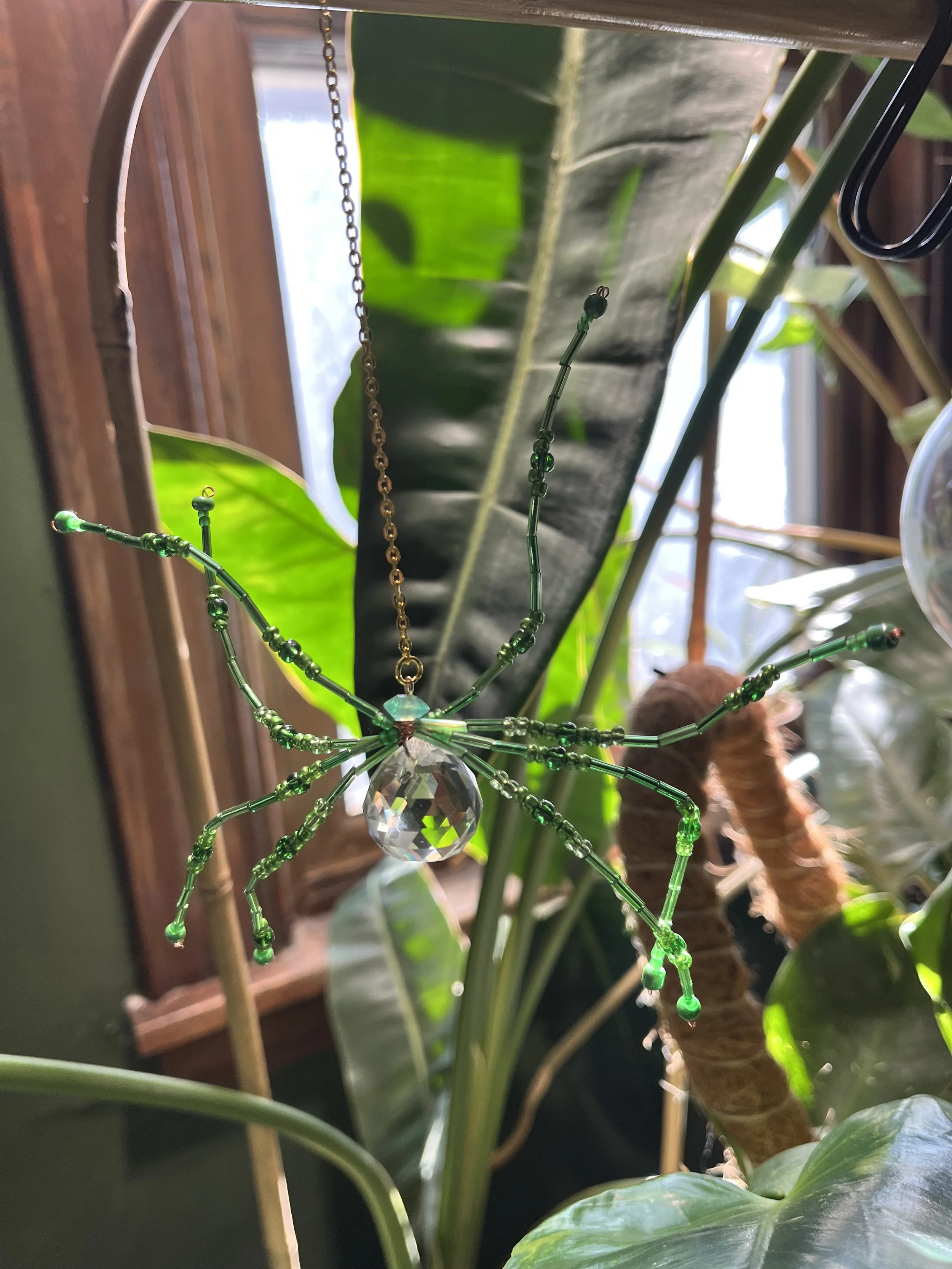 Beaded Spider Sun Catcher - Green