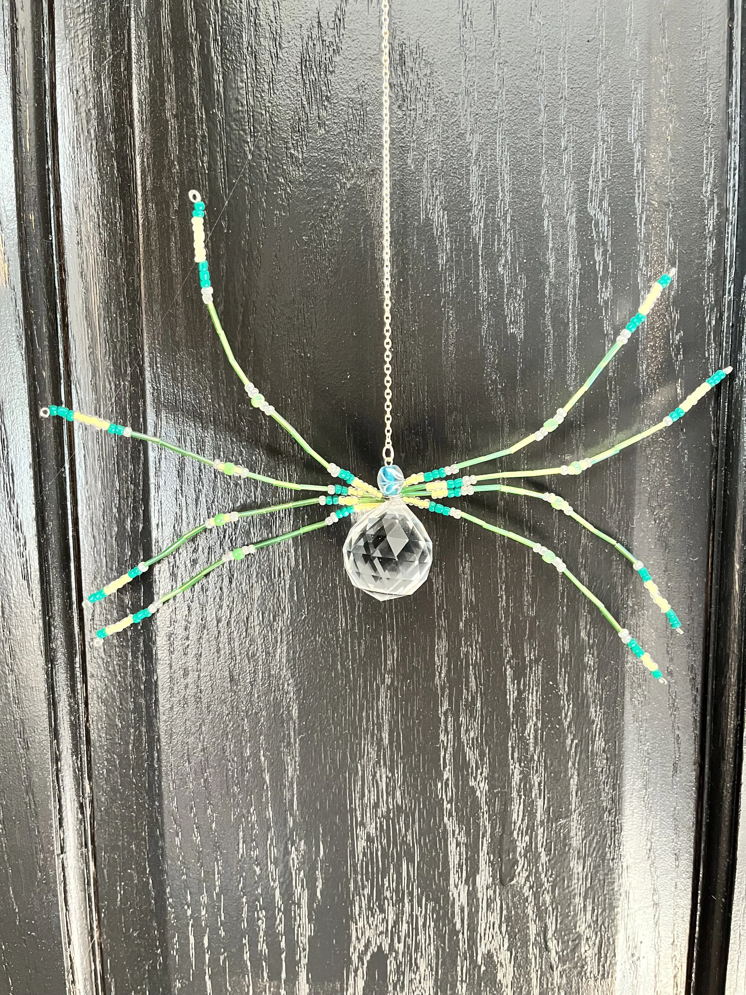 Beaded Spider Sun Catcher - Blue & Green