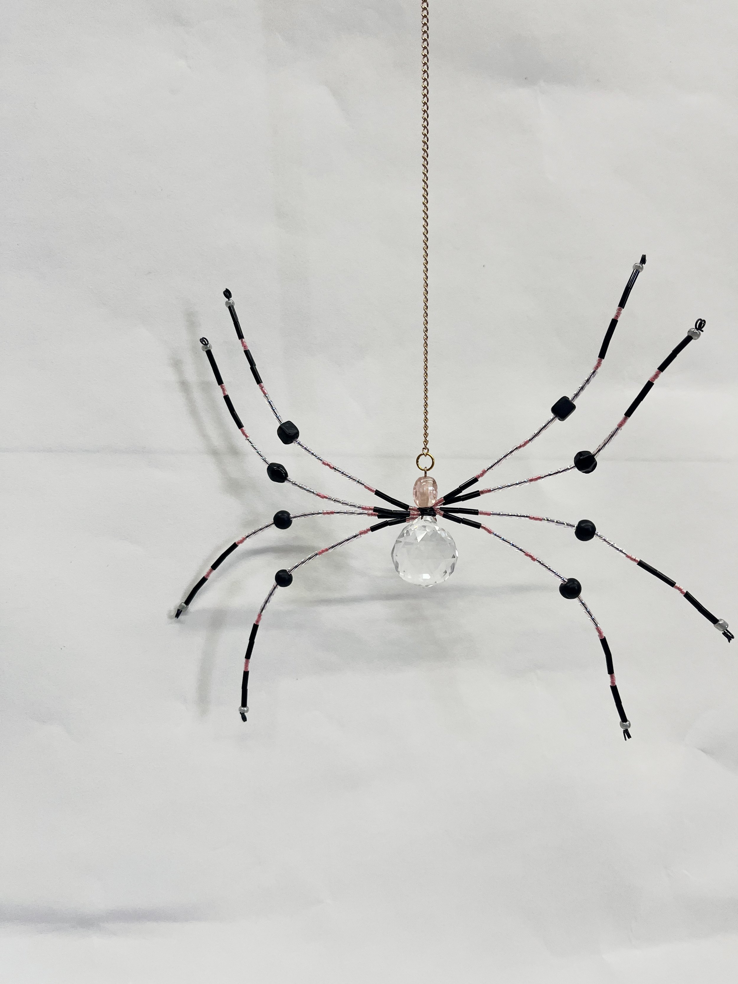 Beaded Spider Sun Catcher - Black & Pink