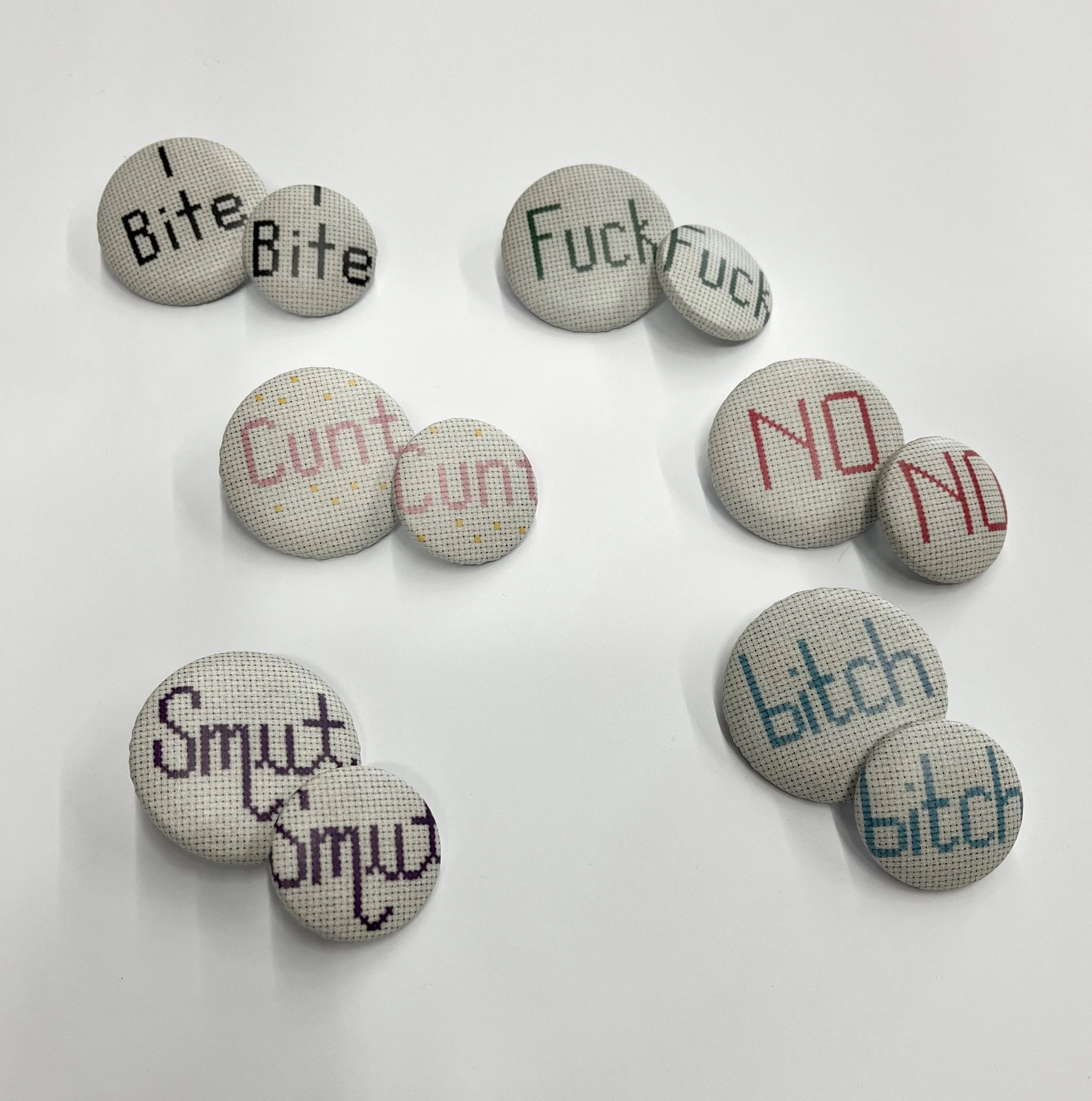 Needlepoint Print Vinyl Buttons