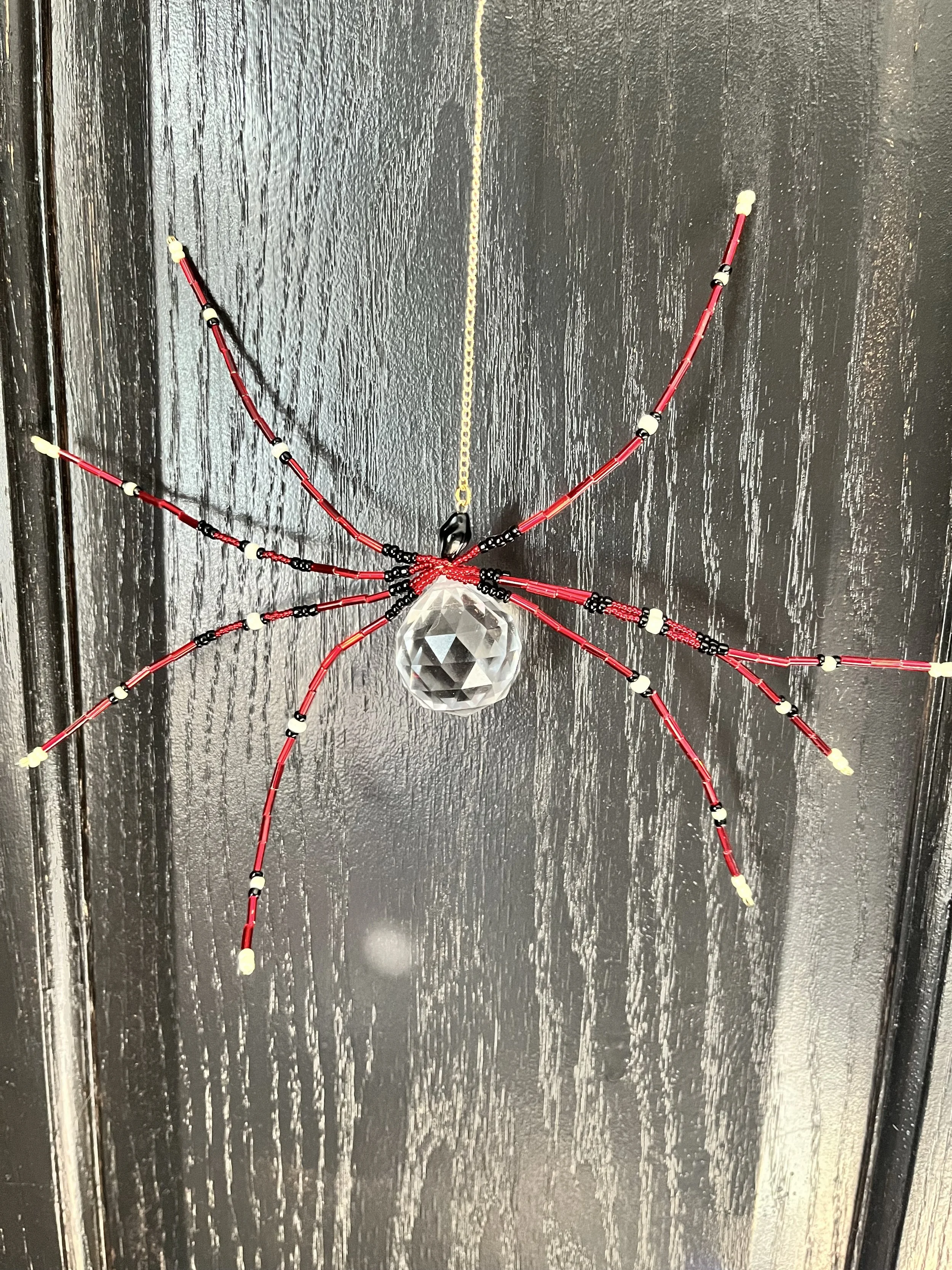 Beaded Spider Sun Catcher - Red & Black Large