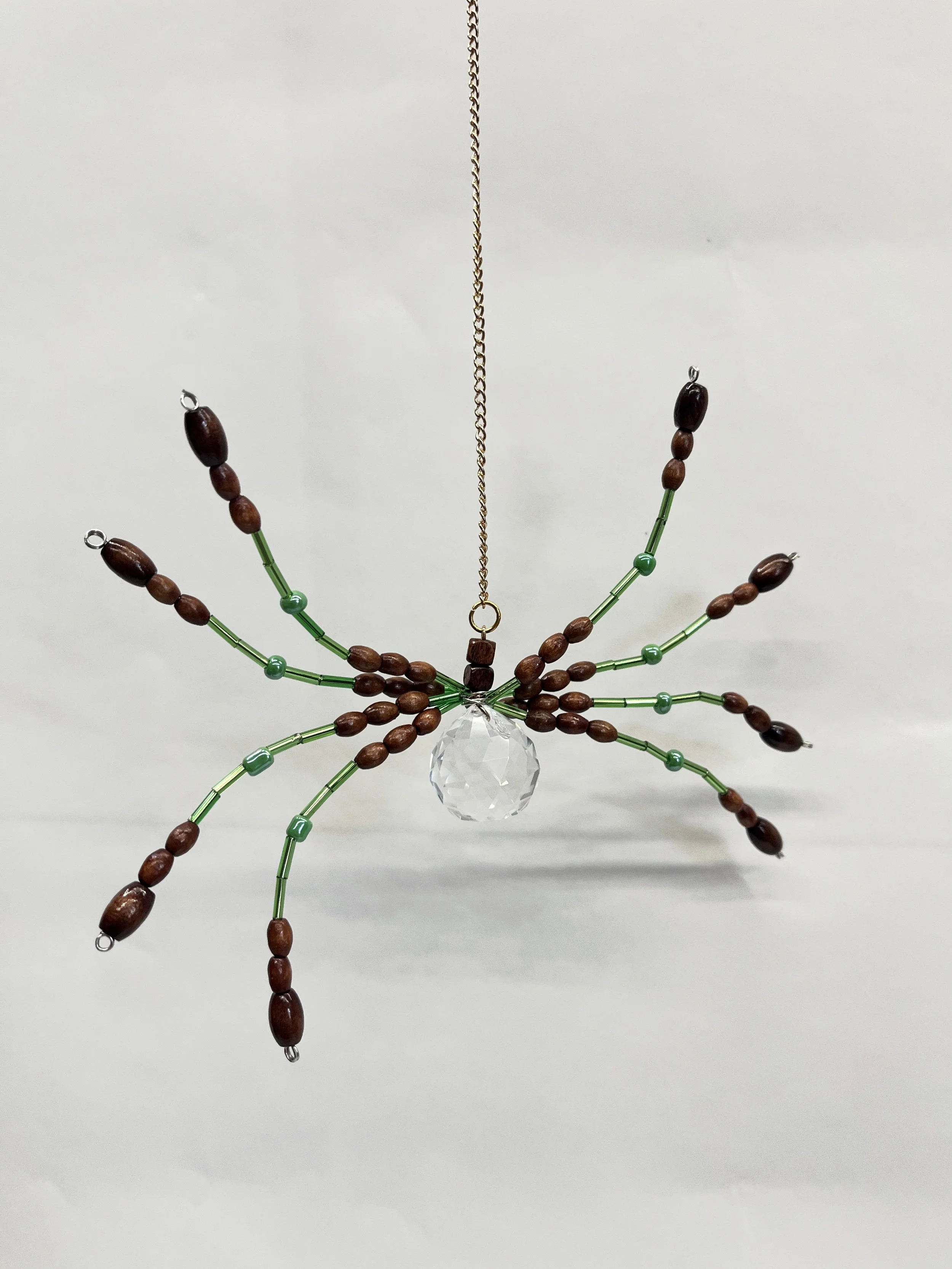 Beaded Spider Sun Catcher - Brown & Green
