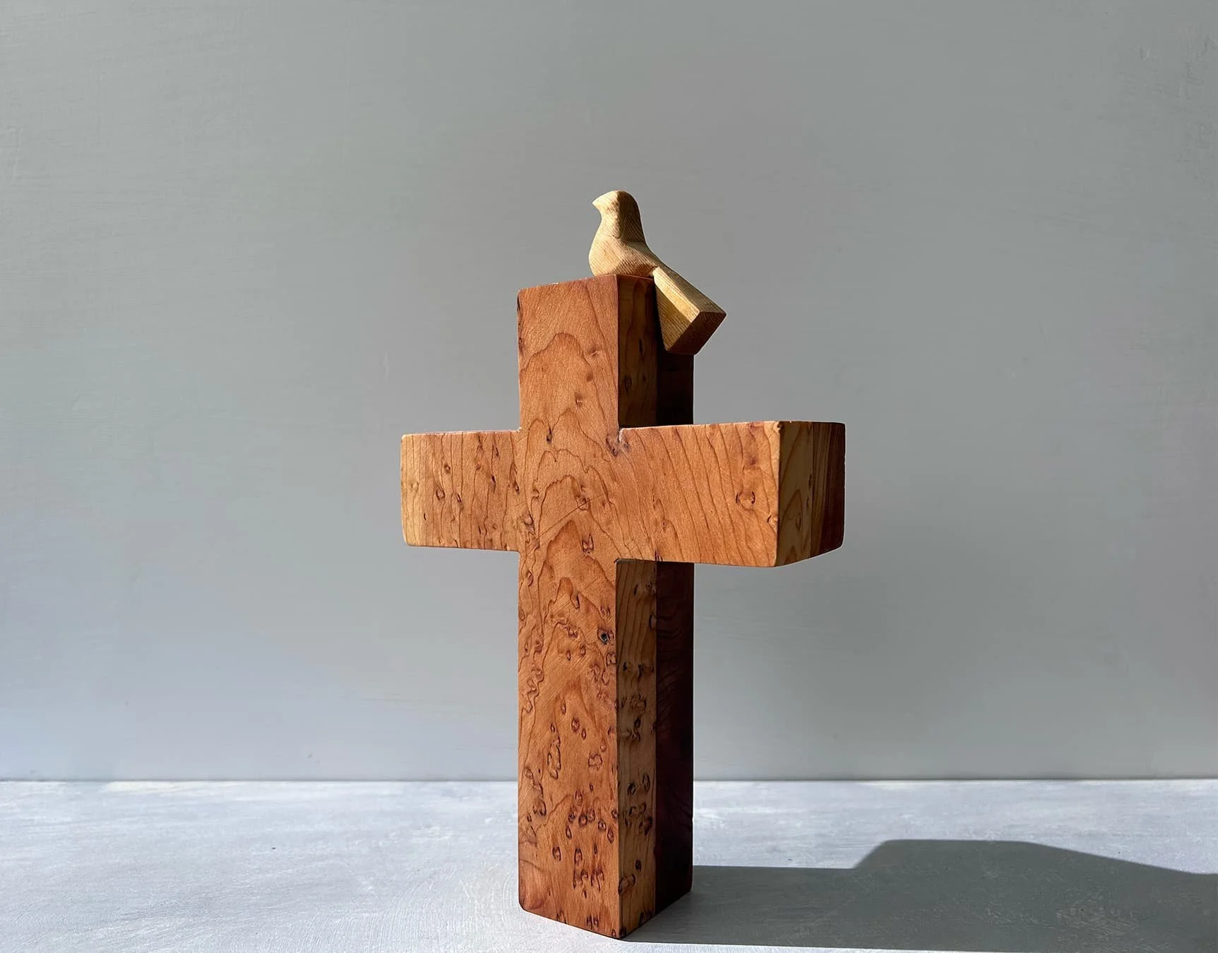 The Blessed Hope. A Handmade Wooden Cross with Bird