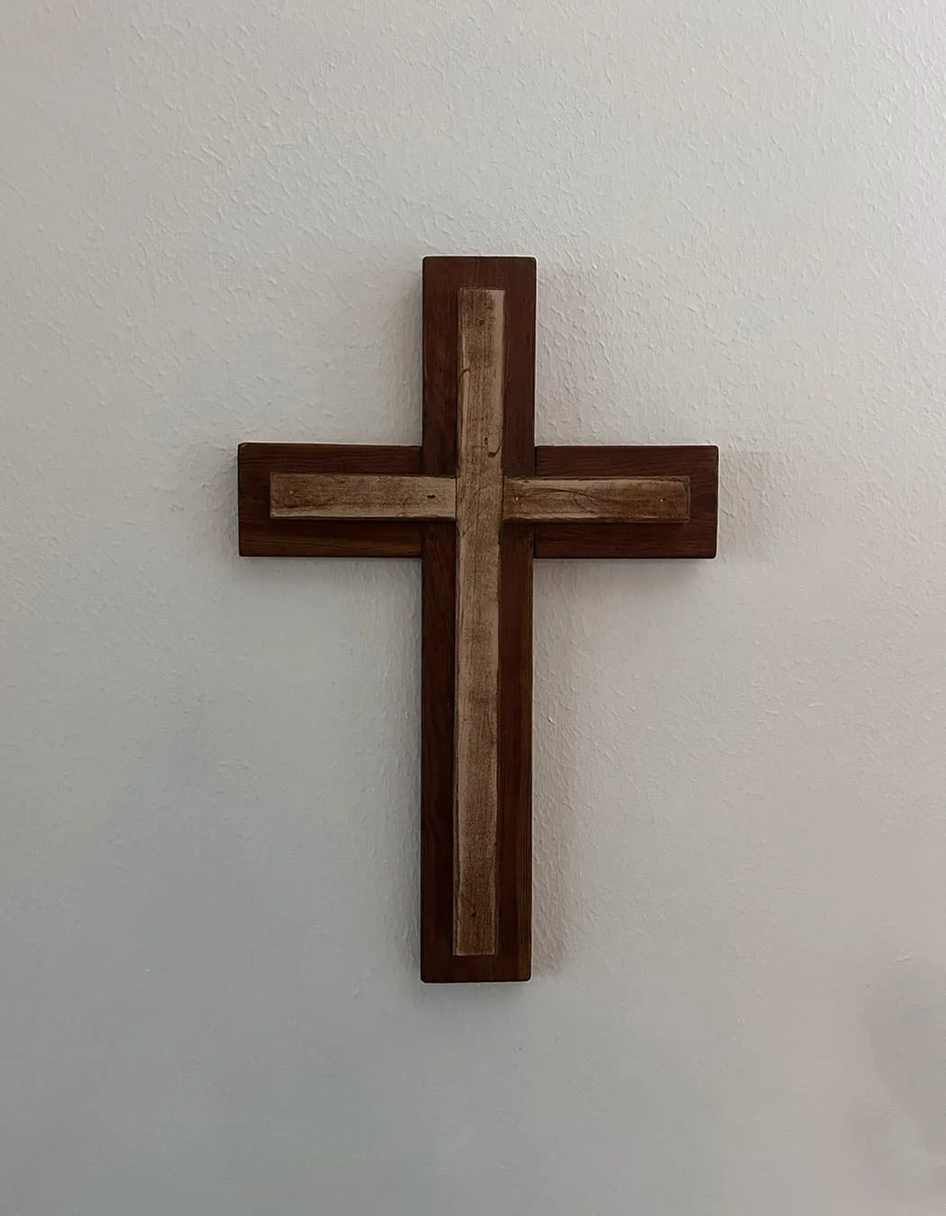 The New Rugged Cross. Rustic Two-level Wooden Cross