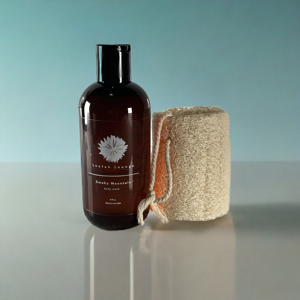 Loofah Lounge Solo Package | Natural Loofah or Sea Sponge Scrubber | Safe Ingredient Bodywash