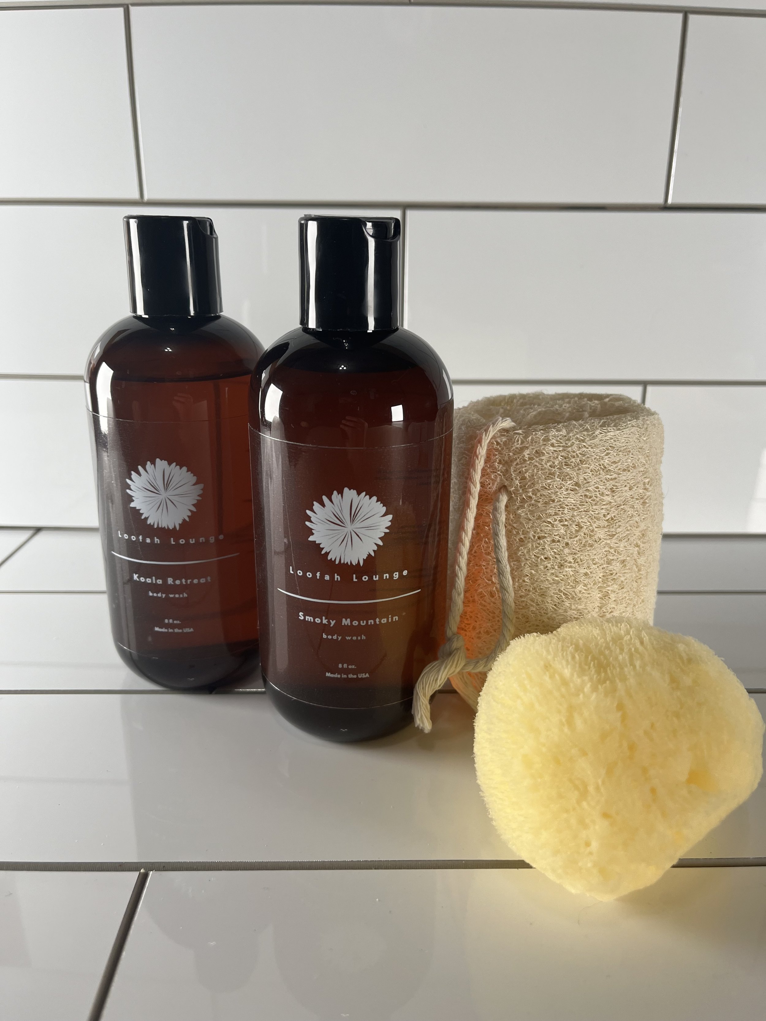 Loofah Lounge Duo Package | Natural Loofah or Sea Sponge Scrubber | Safe Ingredient Bodywash