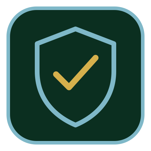 Fully insured landscaping company icon with a protective shield and checkmark.