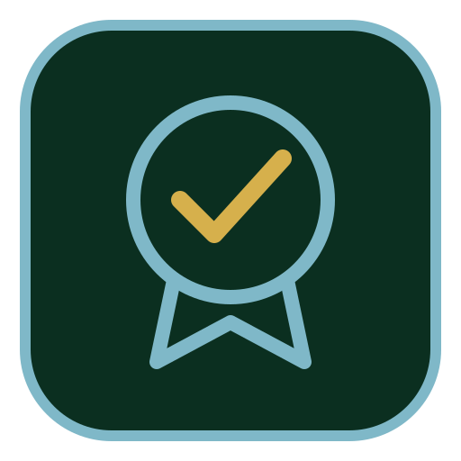 Professional results icon with a verified checkmark.