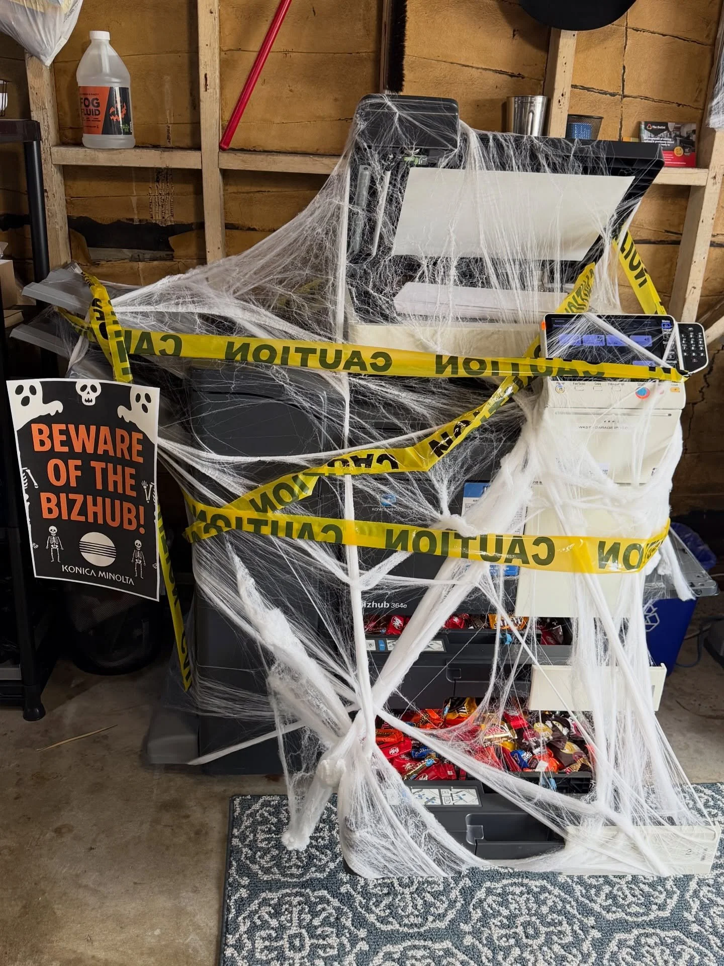 The Haunted Copy Hub is officially open for business! 👻🖨️
Candy in Tray 1, ghost jams in progress, and a few haunted print jobs queued up for the night.
Beware of the Bizhub &mdash; it&rsquo;s printing beyond the grave! 💀

@konicaminoltaus 

#Koni