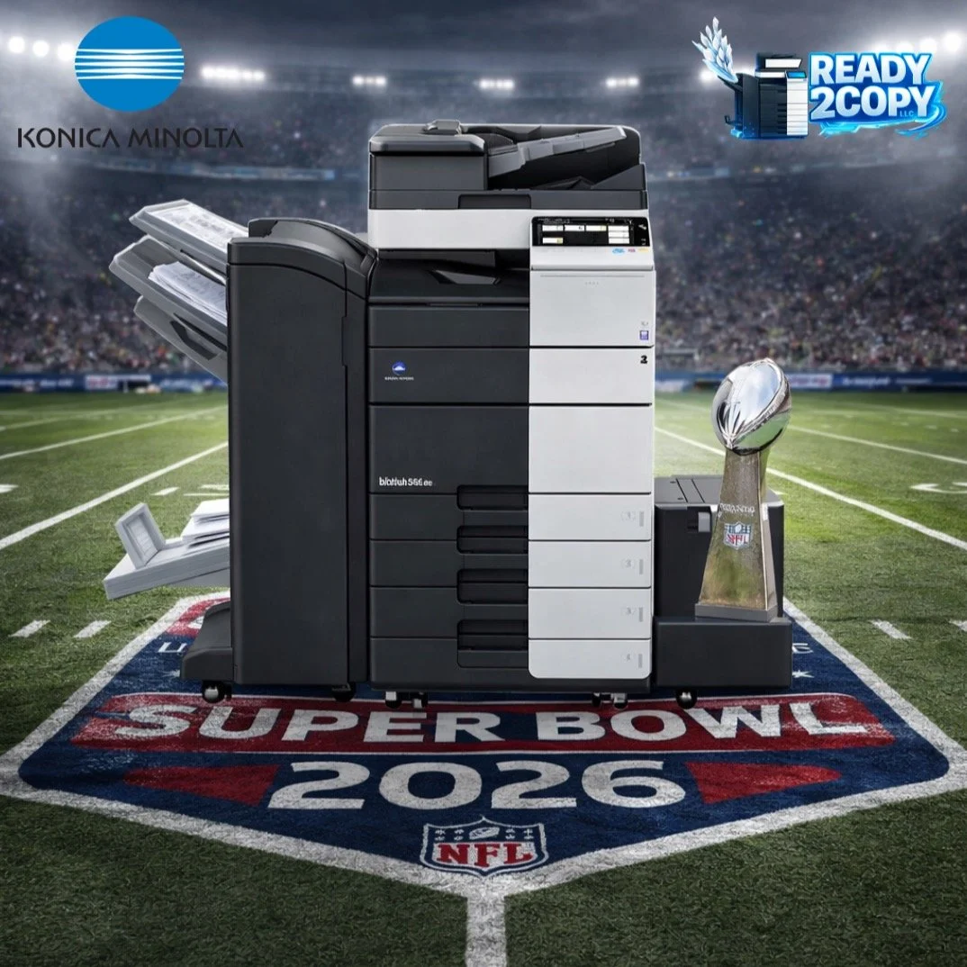 Super Bowl ready&hellip; but make it print 🔥🏈🖨️
The Konica Minolta bizhub 558e takes center field &mdash; fast, reliable, and built for championship-level output.

Proud to represent Ready2Copy LLC and bring professional print solutions everywhere