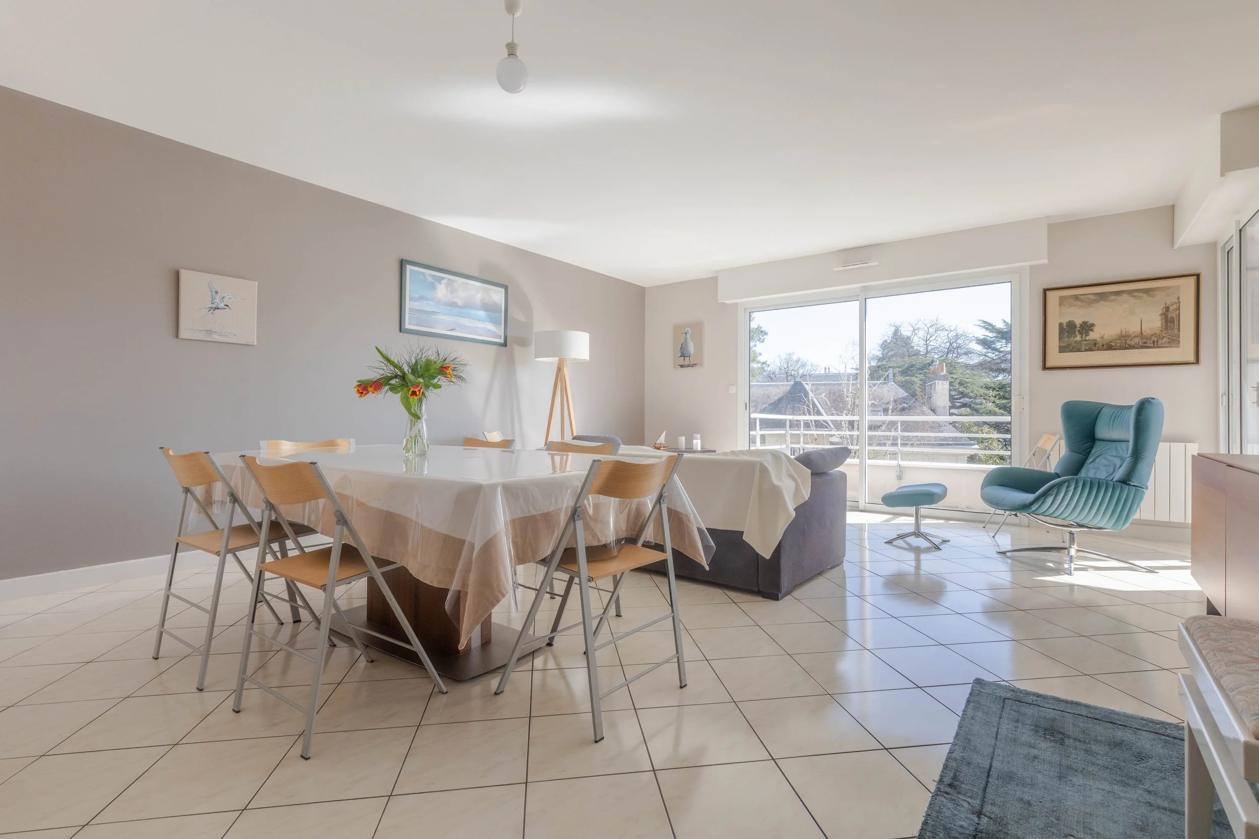 Salon appartement Nantes belle lumière grand angle vue large beaux volumes shooting immobilier