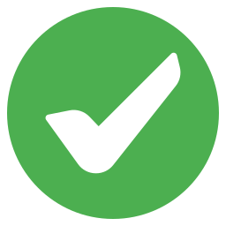 Green circle with a black checkmark inside.