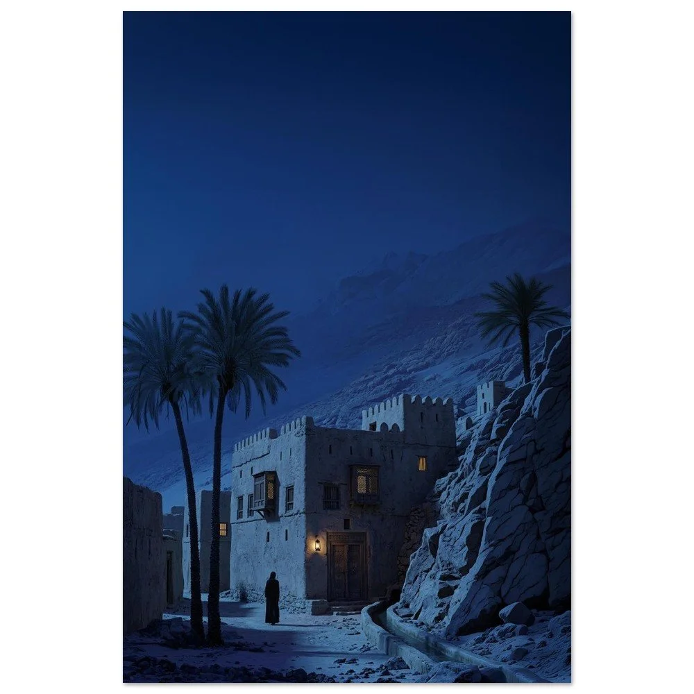 VXNSTOCK Nizwa 001 | Falaj Village at Night — Nizwa Oman Poster