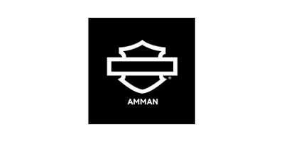 A black background with a white shield-shaped logo featuring a stylized 'A' and a banner beneath it, and the word 'AMMAN' written below.