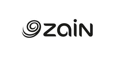 Zain logo with stylized swirl and company name in black text