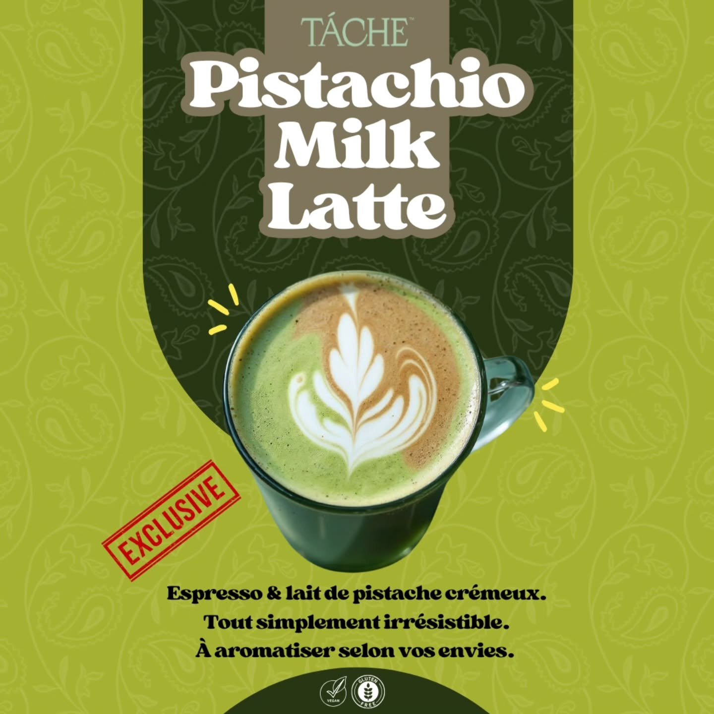 Venez d&eacute;couvrir le premier latte &agrave; base de lait de pistache . Une nouvelle option v&eacute;g&eacute;tale disponible en exclusivit&eacute; chez Kaffa Koffee.
Une boisson cr&eacute;meuse et onctueuse &agrave; base de vraies pistaches.
#la