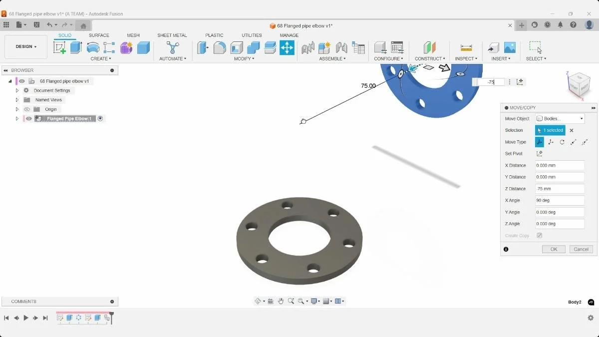 fusion move copy flange body positioning alignment