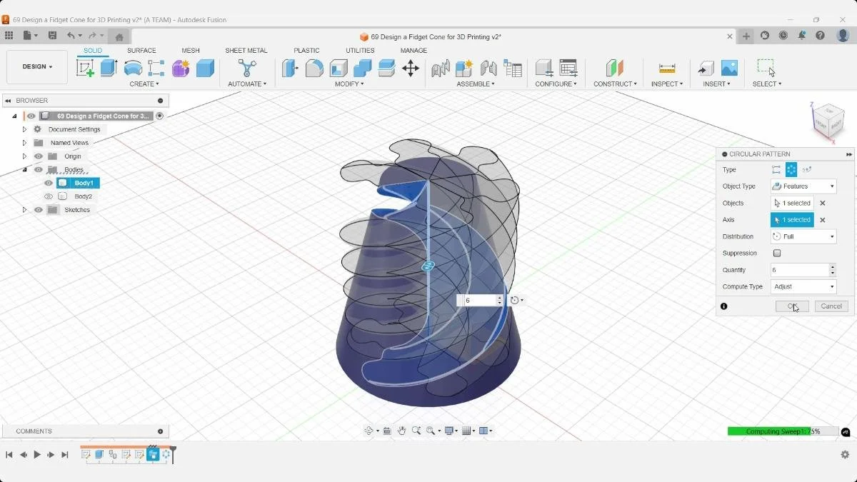 fusion fidget cone circular pattern feature replication