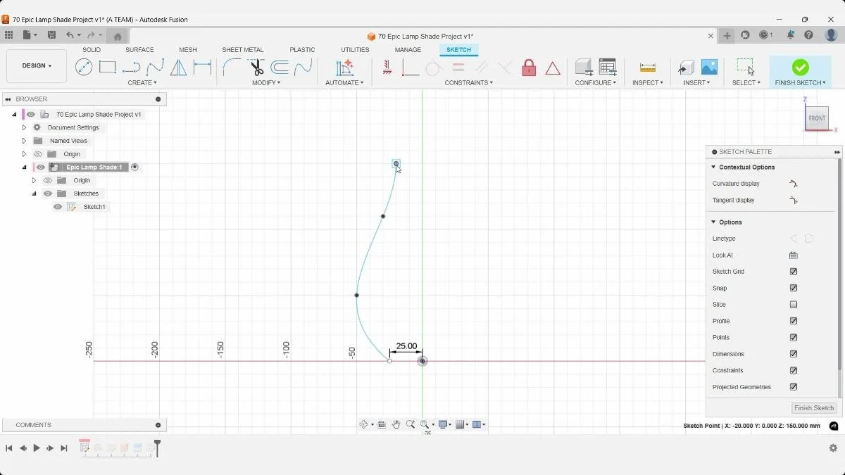 Fusion spline control point editing