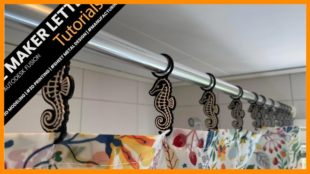 Seahorse-shaped 3D-printed shower curtain hanger