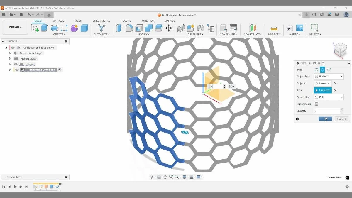 circular pattern honeycomb bracelet fusion
