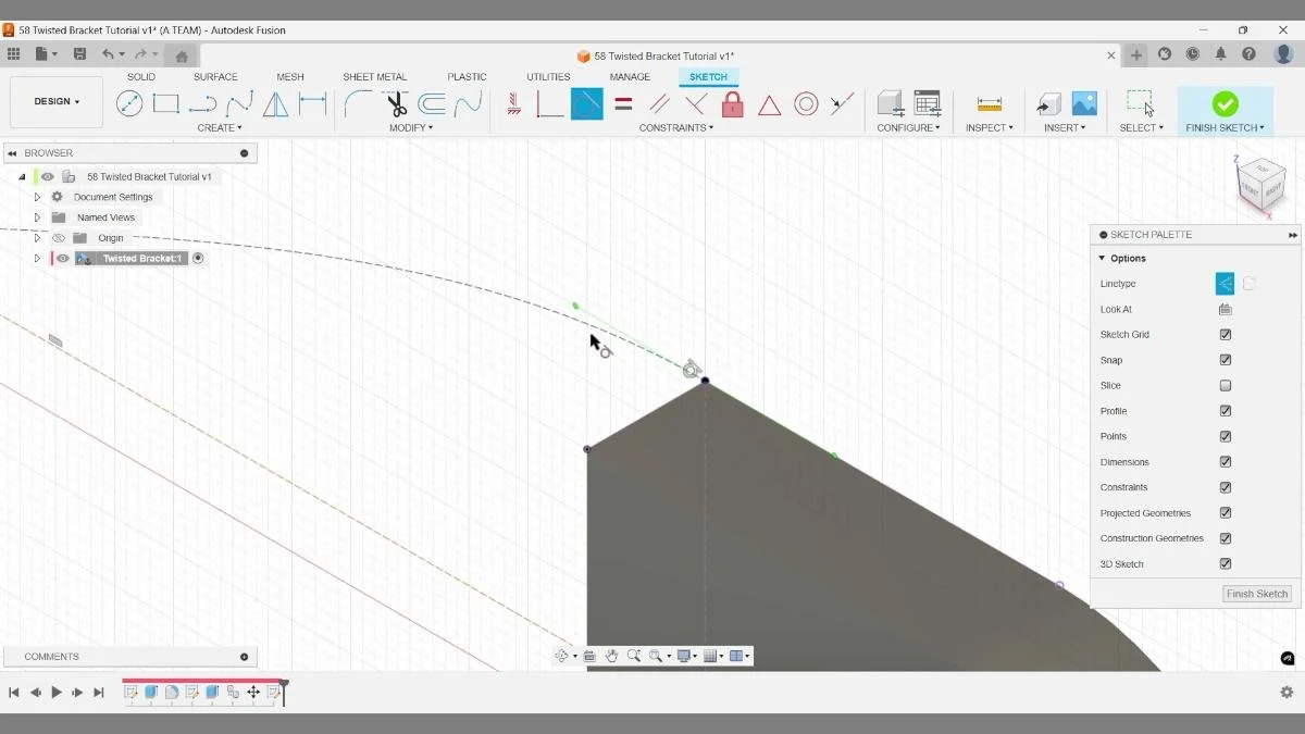 fusion tangent constraint spline curvature control 3d sketch tutorial