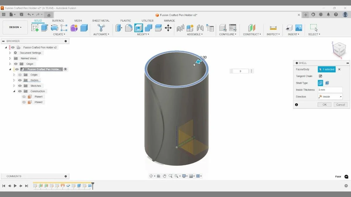 fusion shell inside thickness pen holder 3mm