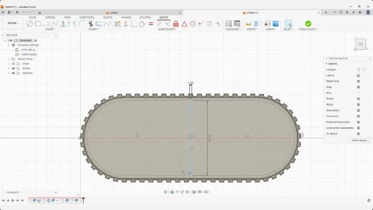 fusion soap tray center rectangle sketch pattern reference dimensions