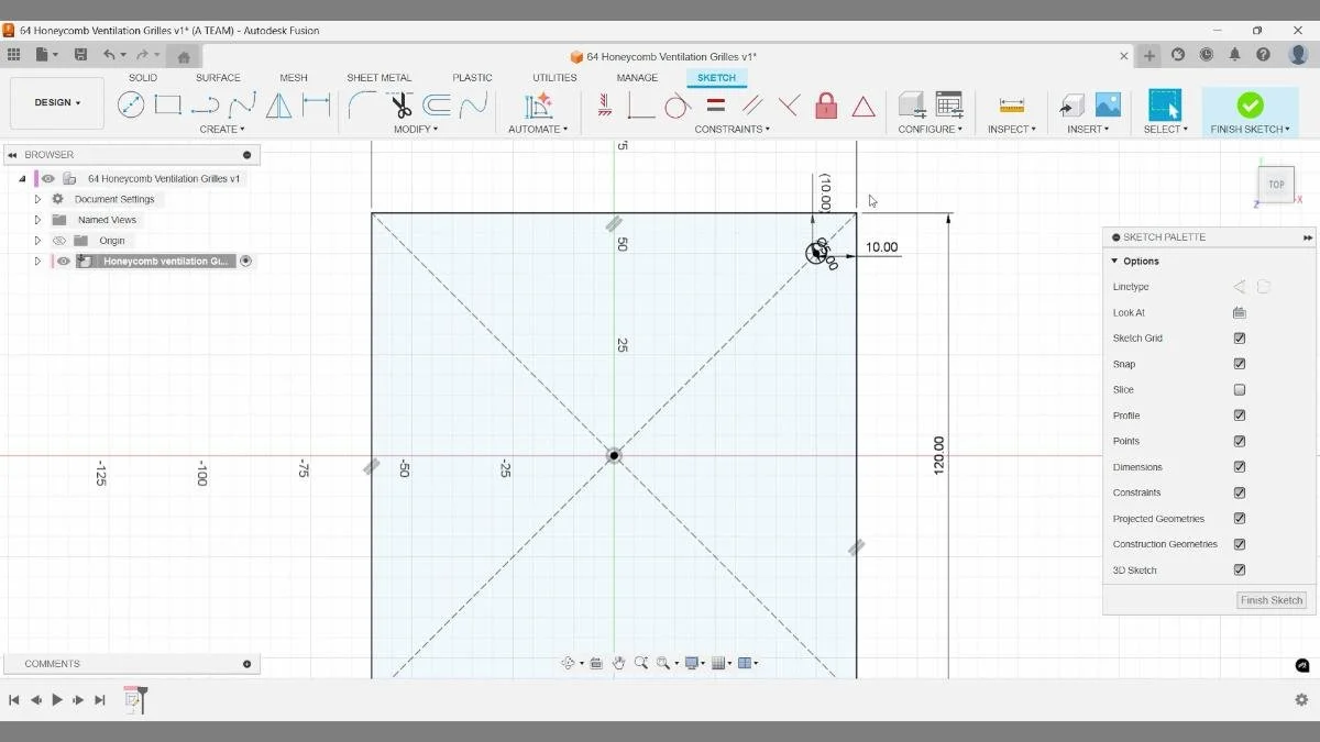 fusion sketch hole placement dimension control