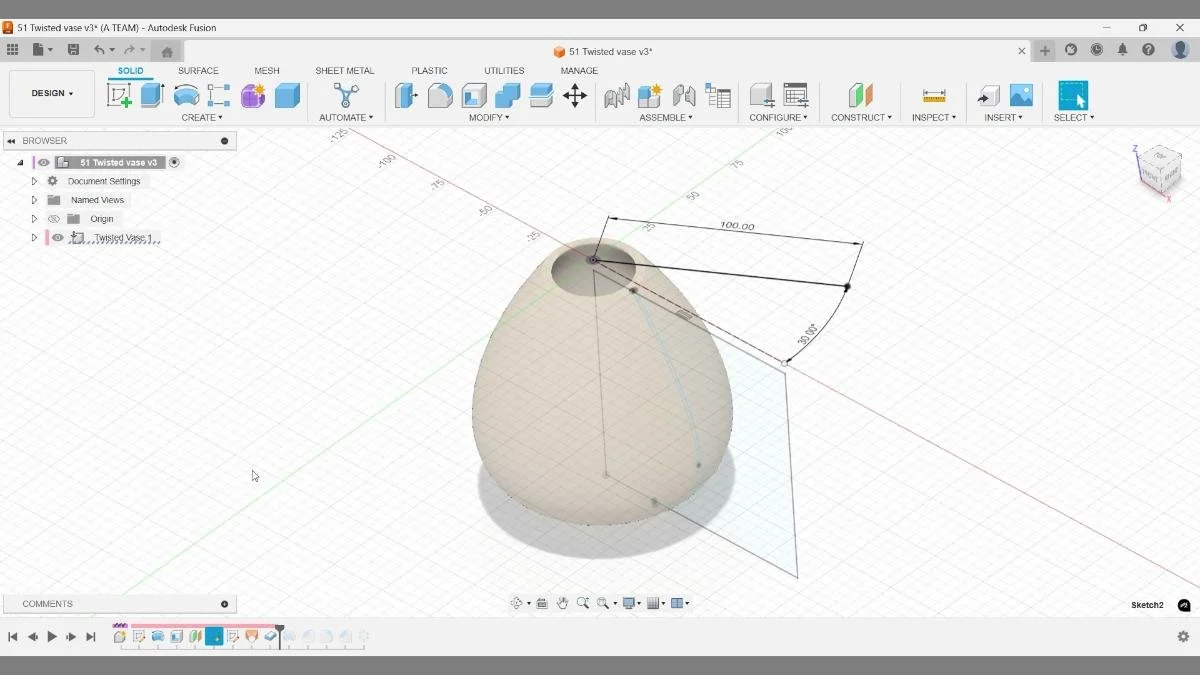 Pattern feature in Autodesk Fusion driven by a parametric sketch in the timeline